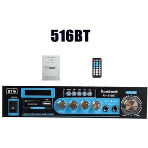 Audioversterker, 1200W Bluetooth-versterker 2CH HIFI Audio Stereo Power AMP USB FM Radio Car Home Theatre met afstandsbediening(516BT US)