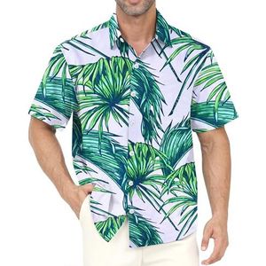Hawaïaans shirt voor mannen - Hawaiiaanse buttondown shirts met bloemenprint, casual, korte mouwen