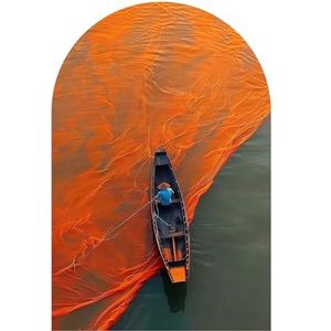 DEQORI Wandbehang, rond, zelfklevend, 120 x 180 cm, motief in stroom van de kleur, textielcanvas, verwijderbaar, decoratief en vormvast, voor woonkamer, kantoor, hal of kinderkamer