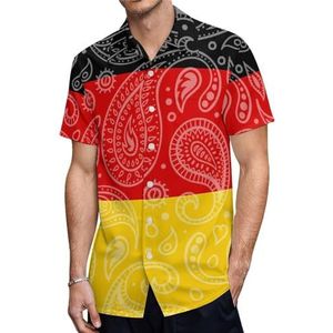 Paisley Duitsland vlag heren shirts met korte mouwen casual button-down tops T-shirts Hawaiiaanse strand T-shirts L