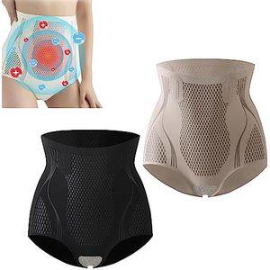 LAKEMON Ice Silk Ion Fiber Repair Shaping Shorts, Buikverstrakking & Body Shaping Slips, High Waisted Body Shaper Shorts voor Vrouwen (2 stuks, L, 50-60 kg)