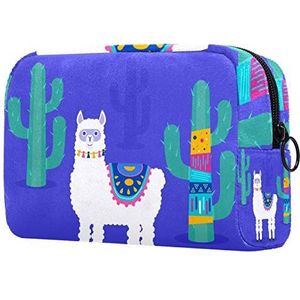 Toilettas met ritssluiting,Grote capaciteit herbruikbare make-up Pouch cosmetische reistas met schattige Alpaca Cactus voor tienermeisjes vrouwen