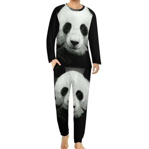 Panda pyjama voor heren, loungewear, lange mouwen, bovendeel en onderbroek, 2-delige nachtkleding