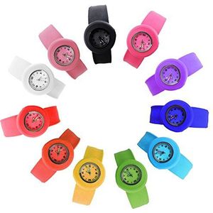 HSW Slap on Siliconen Quartz Horloge Nummer Mode Sport Horloge Armband Voor Kind Jongen Meisje Lady Vrouw Man Unisex Snap Kinderen Horloges, Zwart, Small, riem