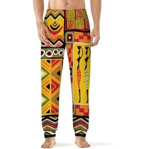 Afrikaanse Kunst Vrouw Met Pot Historische Elementen Oranje Mannen Pyjama Broek Zachte Lounge Bottoms Met Pocket Slaap Broek Loungewear