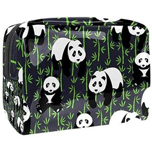 Panda grijs dier print reizen cosmetische tas voor vrouwen en meisjes, kleine waterdichte make-up tas rits zakje toilettas organizer, Meerkleurig, 18.5x7.5x13cm/7.3x3x5.1in, Modieus