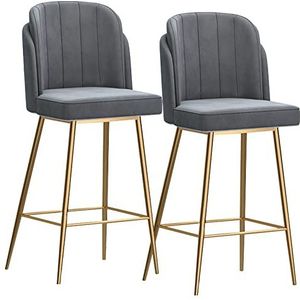 AADDFDD Barkrukken barstoelen stijlvolle barkrukken op toonhoogte set van 2, fluwelen barkrukken met rugleuning en voetsteun, moderne barstoelen voor bar/koffiekeuken/woonkamer