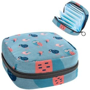 Maandverband Opbergtas, Menstruatiecup Pouch Tampon Bag, Menstruatie Pads Houder Organizer voor Vrouwen Meisjes, Mooie Uil Kiwibird
