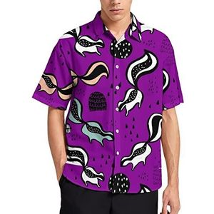 Skunk Fox Hawaiihemd voor heren, zomer, strand, casual, korte mouwen, button-down shirts met zak