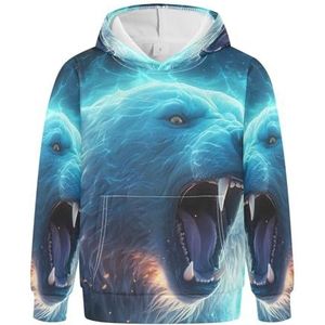 KAAVIYO IJsbeer blauw geruit hoodies atletische hoodies schattig 3D-print voor meisjes jongens, Patroon, M