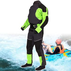 Kajak Droogpak Voor Heren in Koud Water, Kajakuitrusting, Peddel Droogpak 3-Laags Ademend Waterdicht Voor Peddelen, Snorkelen, Waterdicht,Green-S