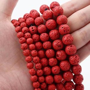 Natuurlijke Rode Koraal Turkoois Agaat Steen Ronde Losse Kralen voor Sieraden Maken DIY Armband Ketting Handgemaakte Ambachtelijke-Rode Lava-4mm ca. 91
