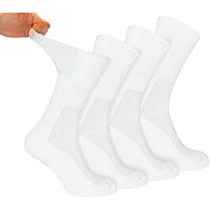 Dr.Socks 4 Paar Multipack Mens Bamboe Diabetische Sokken Niet Elastische Extra Brede Diabetische Sokken Voor Gezwollen Voeten, Wit, 43-45 EU