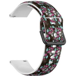 RYANUKA Compatibel met Amazfit GTR 2e / GTR 2 / GTR 3 Pro/GTR 3 / GTR 4 (Skull Roses) 22 mm zachte siliconen sportband armband armband, Siliconen, Geen edelsteen