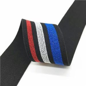 4 cm heldere zijden streep elastische band glitter nylon rubberen band kant singelband voor kledingstuk rok DIY kleding naaien materiaal 1 meter-rood zilver blauw