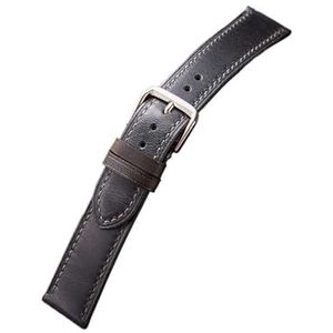 YingYou Olie Wax Koeienhuid Horloge Band Strap Vrouwen Mannen Zachte Lederen Horlogeband 18mm 19mm 20mm 21mm 22mm Riemen Armbanden (Color : Grey, Size : 22mm)