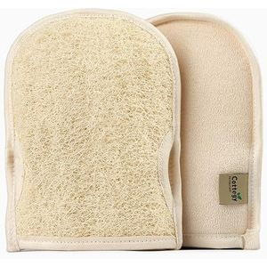 Cottegy Premium exfoliërende loofah-handschoenen - natuurlijke Egyptische loefa-spons bodyscrubberwanten voor een zachte, stralende huid - zachte peeling en diepe reiniging (verpakking van 2 stuks) of