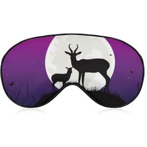 Schattig antilope en maan silhouet slaapmasker met verstelbare riem, comfortabel zacht oogmasker, slaaphulp, lichtblokkerende oogmaskers