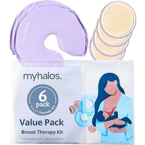 Borstkoeling Gel Pads -Warme & Koude Borsttherapie Gel Pads - Borstwarmtepads met tepelpads Moederschap Essential- Borstijspak & Tepelkompres voor Borstvoeding - Postpartum Essentials MyHalos