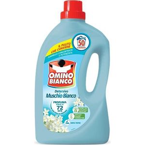 Omino Bianco - Vloeibaar wasmiddel, 50 wasbeurten, spaart kleuren en stoffen, frisse geur met witte muskusessentie, 2000 ml