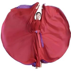 Flamencorok for vrouwen, 720 graden, volle cirkelvormige swingrok, Spaans danskostuum, volwassen, vloeiende, geplooide gelaagde rok for optredens, Halloweenfeest, rode krijtthema-outfit(Black white_85