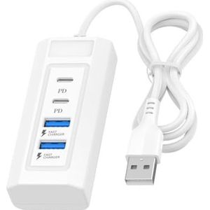 USB het Laden Post met 2 USB en 2 Type C Havens voor Scholen Slaapzalen Lader