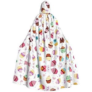 Bxzpzplj Unisex Volledige lengte Hooded Mantel Volwassen Cape Carnaval Party Cosplay Kostuum Mantel 185cm Heerlijke Cupcakes