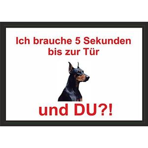 PEMA INDIGOS UG - Acht/Fun schild - Dobermann deurplaat voor kooien, klemmen, huisdieren, deur, dier, aquarium, A4 ca. 30x21 cm 3mm PVC