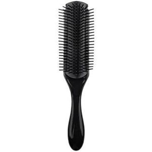 9-rijen haarborstel hoofdhuid stimulator recht krullend nat haar kam voor vrouwen mannen thuis salon (maat: zwart-01)
