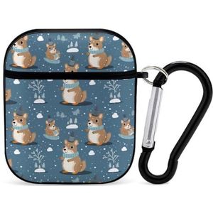 Eekhoorn in Hoed Sneeuw Dag Leuke Case voor AirPods 2&1 Schokbestendige Beschermende Hoofdtelefoon Gevallen Cover Met Sleutelhanger Voor Mannen Vrouwen
