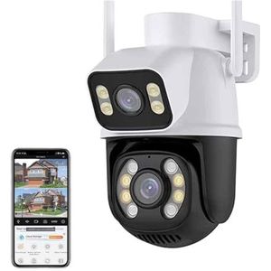 Bewakingscamera, 8MP 4K PTZ Camera Dubbele Lens Met Dual Screen Ai Menselijke Detecteren Auto Tracking Draadloze Outdoor Bewakingscamera(8MP ADD 32G)