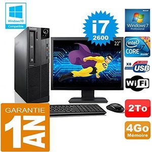 Lenovo PC M92p SFF Core I7-2600 Ram 4 GB harde schijf 2 TB WiFi W7 22 inch (gereviseerd)