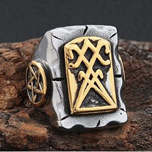 New Gothic Satanic Cross Ring Men's Retro Stainless Steel Cyclist Pentagram Ring Fashion Jewelry Gift Wholesale
