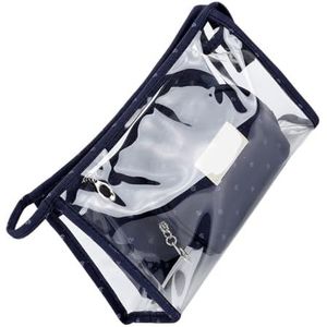 Pack van 3 Cosmetica Tas Draagbare Reizen PVC Organisatie Badkamer Make-up Pouch Huishoudelijke Case Organizer Container Blauw, Donkerblauw, as description, als beschrijving