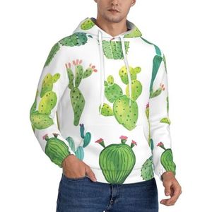 Jkkghll Cactus Print Mannen Hooded Warme Lichtgewicht Trui Voor Winter Herfst En Lente Casual Wear, Zwart, XS