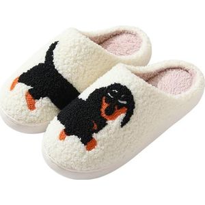 V OPXIN Cartoon pantoffels voor dames heren schattige pantoffels gezellige pluche warme instappers voor binnen en buiten Meet Me at Midnight Aardbei Paddestoel Boze ogen Liefde Hart Slippers