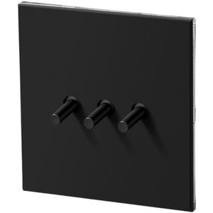 Wandschakelaar, bedieningsschakelaar, schakelaar, tuimelschakelaar, momentschakelaar, retro-tuimelschakelaar, zwart, retro, 1-4 gang, 2-weg wandlamp, roestvrij stalen paneel