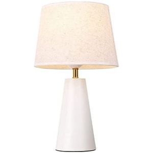 Tafellamp Nachtlampje LED Nachtkastje Lamp Nordic Smeedijzeren Touch Schakelaar Bureaulamp Stof Lampenkap Leeslamp Voor Slaapkamer Woonkamer Bureaulamp Voor Slaapkamer (Size : White)