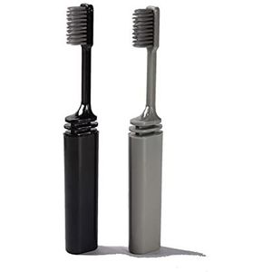 Bamboe Houtskool Opvouwbare Tandenborstel voor Reizen Camping Vakantie 2 Pack