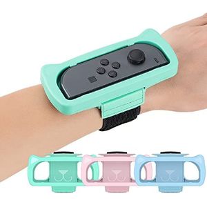 Polsbanden voor Just Dance 2021 2020 2019 Switch, Chinsion zachte TPE dansband verstelbare elastische band voor Nintendo Switch, drie maten voor kinderen, tieners en volwassenen, groen roze en blauw