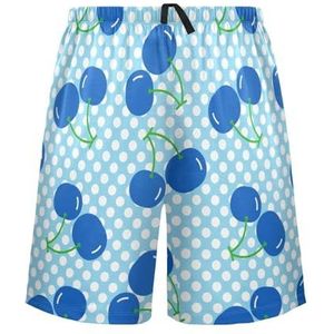 LI ZHI XIN Herenpyjamabroek, korte pyjamabroek, zomer casual shorts, elastische tailleband met trekkoord, rechte losse pasvorm met 2 zakken, S-XXL fruitkersenpatroon, Meerkleurig, S