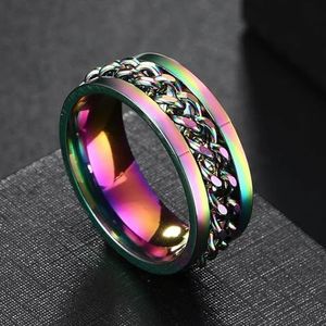 Ringen voor mannen spinnen titanium roestvrij staal kleurrijk Spinner draaibare ketting sieraden-6-KAR168