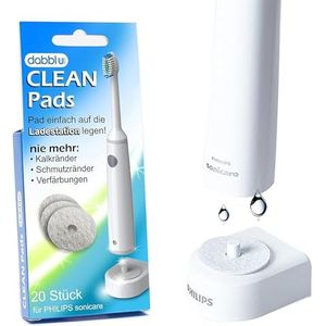 DABBLU Clean Pads, voor Philips Sonicare laadstation, voor elektrische tandenborstel, eenvoudig te gebruiken en hygiënisch, 100% polyester, veilig op te laden, verpakking van 20
