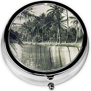 Planten Gedrukt Pil Doos, Mini Kleine Pil Case Draagbare Geneeskunde Pil Organizer Reizen Pil Doos Met 3 Component