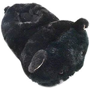 Millffy Bunny Slippers Voor Vrouwen Warme Grappige Slippers Huis Schoenen Konijn Pluche Slippers, Zwarte Kat, 38.5/40.5 EU