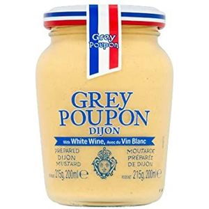 Grey Poupon Dijon Mustard 6 x 215g | Gemaakt met witte wijn | Franse mosterd | Perfect voor sauzen, biefstuk, BBQ, dressings & sandwiches