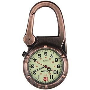Entino Unisex zak FOB horloge Clip op karabijnhaak lichtgevend gezicht Stevige artsen Verpleegkundigen analoge weergave quartz uurwerk (Antieke Koperen)