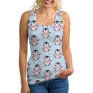 Sneeuwvlokken pinguïns dames tank top mouwloos T-shirt pullover vest atletische basic shirts zomer bedrukt
