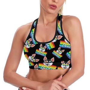 LGBT Pride Husky Ademende Sportbeha's voor Vrouwen Draadloze Workout Yoga Vest Ondergoed Racerback Crop Tank Top L