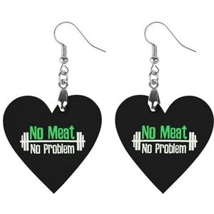 Vegan Geen Vlees Halter Fitness Leuke Hartvormige Hanger Oorbellen Voor Vrouwen Lichtgewicht Houten Oorbellen Mode-sieraden Geschenken